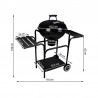 Gratar rotund BBQ pe carbuni, rafturi laterale, capac, suport carbuni