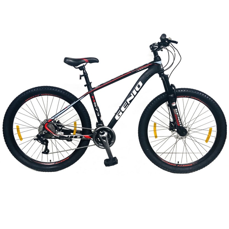 Bicicleta Mountain Bike 27.5 inch, schimbator 27 viteze, cadru aluminiu, frane hidraulice, rosu, Genio