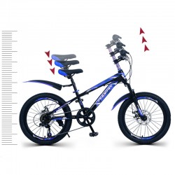 Bicicleta MTB 22 inch, 7 viteze Shimano, cadru otel, jante aluminiu, albastru