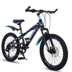 Bicicleta MTB 22 inch, 7 viteze Shimano, cadru otel, jante aluminiu, albastru
