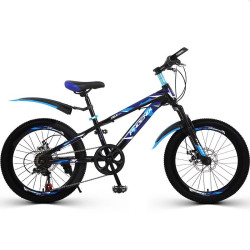 Bicicleta MTB 22 inch, 7 viteze Shimano, cadru otel, jante aluminiu, albastru
