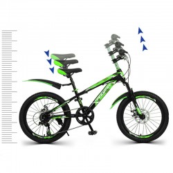 Bicicleta MTB 22 inch, 7 viteze, schimbator Shimano, cadru otel, frane pe disc, verde, Phoenix