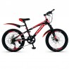 Bicicleta MTB 22 inch, cadru otel, jante aluminiu, schimbator Shimano, 7 viteze, frane pe disc, rosie