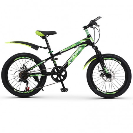Bicicleta MTB 22 inch, 7 viteze, schimbator Shimano, cadru otel, frane pe disc, verde, Phoenix
