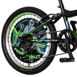 Bicicleta MTB 20 inch, cadru otel, 6 viteze, schimbator Power, V-Brake, negru-verde neon, Explorer