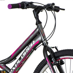 Bicicleta MTB dama, 24 inch, cadru otel, 18 viteze, schimbator Power, V-Brake, Explorer