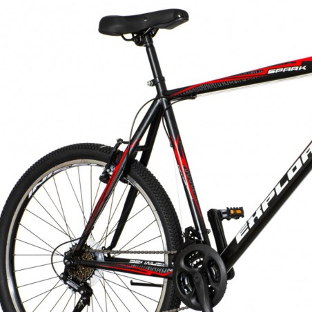 Bicicicleta MTB 26 inch, frane V-brake, 18 viteze Power, cadru otel, negru-rosu, Explorer Spark