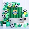 Kit aranjament baloane, tematica fotbal, fundal canvas, latex, folie de aluminiu, 63 piese