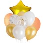 Buchet baloane 10 piese, stea folie, balon latex confetti, auriu