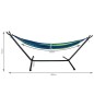 Hamac dublu cu suport metalic, multicolor, 200x150 cm, greutate maxima 200 kg, husa depozitare inclusa