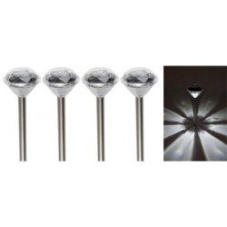 Lampa solara LED Cristal, inaltime 34 cm, iluminare alb, tip tarus, set 4 bucati