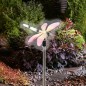 Decoratiune solara libelula roz, LED alb rece, suport fix, inaltime 50 cm