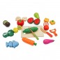 Set ladita cu fructe si legume din lemn, pentru feliat, tocator, cutite, prindere magnetica