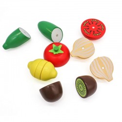 Set ladita cu fructe si legume din lemn, pentru feliat, tocator, cutite, prindere magnetica