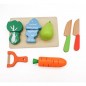 Set ladita cu fructe si legume din lemn, pentru feliat, tocator, cutite, prindere magnetica