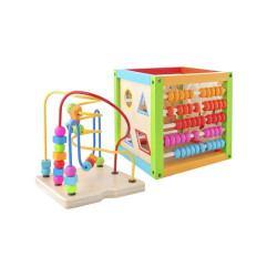 Cub activitati educative, centru multifunctional, 5 in 1, jucarie interactiva din lemn