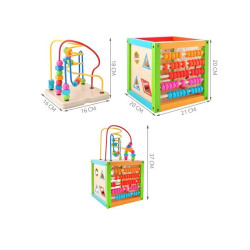 Cub activitati educative, centru multifunctional, 5 in 1, jucarie interactiva din lemn