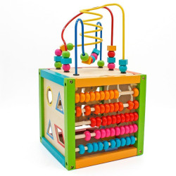 Cub activitati educative, centru multifunctional, 5 in 1, jucarie interactiva din lemn