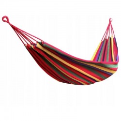 Hamac single 80x200 cm cu cadru de otel, bumbac multicolor, greutate maxima 120 kg, husa depozitare