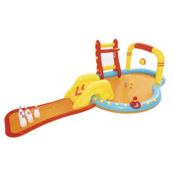 Centru de joaca acvatic pentru copii, multiple jocuri, piscina, tobogan, 435x213x117 cm