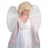 Aripi de inger din pene, 65 cm, costum carnaval, accesoriu sedinta foto, alb