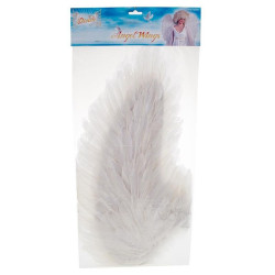 Aripi de inger din pene, 65 cm, costum carnaval, accesoriu sedinta foto, alb