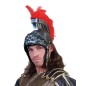 Coif soldat roman, accesorizat cu pene rosii, argintiu, marime universala