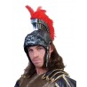 Coif soldat roman, accesorizat cu pene rosii, argintiu, marime universala