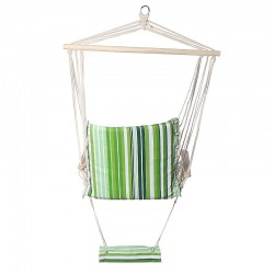 Hamac tip leagan, single, 100x48 cm, suport pentru picioare, bara lemn