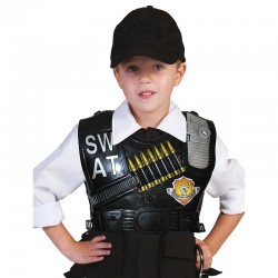 Accesorii politist,  vesta antiglont SWAT, costum copii, set 6 piese