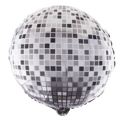 Balon forma glob disco 45 cm, folie de aluminiu, aer/heliu