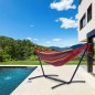Hamac single 80x200 cm cu cadru de otel, bumbac multicolor, greutate maxima 120 kg, husa depozitare Hamac single 80x200 cm cu cadru de otel, bumbac multicolor, greutate maxima 120 kg, husa depozitare