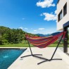 Hamac single 80x200 cm cu cadru de otel, bumbac multicolor, greutate maxima 120 kg, husa depozitare