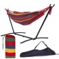 Hamac single 80x200 cm cu cadru de otel, bumbac multicolor, greutate maxima 120 kg, husa depozitare Hamac single 80x200 cm cu cadru de otel, bumbac multicolor, greutate maxima 120 kg, husa depozitare