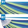 Hamac pentru o persoana, cu suport metalic inclus, husa depozitare, bumbac dens multicolor