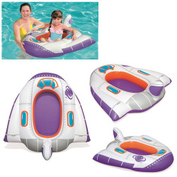 Saltea gonflabila pentru copii, forma nava spatiala, 104x99 cm, multicolor