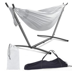 Hamac dublu 200x100 cm, suport metalic, huse depozitare, maxim 150 kg