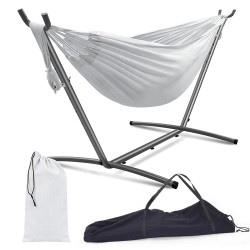 Hamac dublu 200x100 cm, suport metalic, huse depozitare, maxim 150 kg