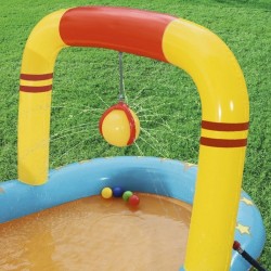 Centru de joaca acvatic pentru copii, multiple jocuri, piscina, tobogan, 435x213x117 cm