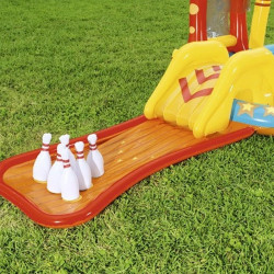 Centru de joaca acvatic pentru copii, multiple jocuri, piscina, tobogan, 435x213x117 cm