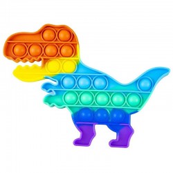 Jucarie senzoriala POP IT Dinozaur, antistres, rainbow, 20x15x1,5 cm