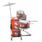 Set 5 tobe jazz pentru copii, tobe muzicale pentru copii 5 ani+, include chimbal, bete si scaun, 57x40x50cm