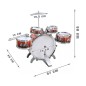 Set 5 tobe jazz pentru copii, tobe muzicale pentru copii 5 ani+, include chimbal, bete si scaun, 57x40x50cm