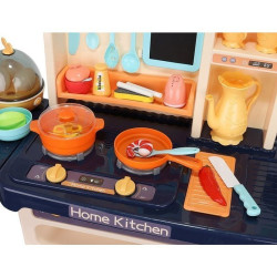 Bucatarie copii, abur rece, efecte sonore si lumini, circuit inchis robinet apa, 65 piese, 93x71x28 cm