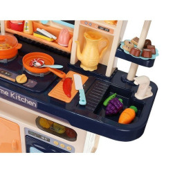 Bucatarie copii, abur rece, efecte sonore si lumini, circuit inchis robinet apa, 65 piese, 93x71x28 cm