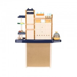 Bucatarie copii, abur rece, efecte sonore si lumini, circuit inchis robinet apa, 65 piese, 93x71x28 cm