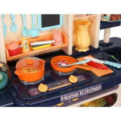 Bucatarie copii, abur rece, efecte sonore si lumini, circuit inchis robinet apa, 65 piese, 93x71x28 cm