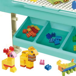 Masa cu blocuri de constructie, 69 piese, 4 cutii depozitare, joc educational
