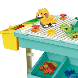 Masa cu blocuri de constructie, 69 piese, 4 cutii depozitare, joc educational