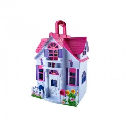 Casuta de papusi, pliabila, familie de papusi, 6 camere, mobilier si accesorii